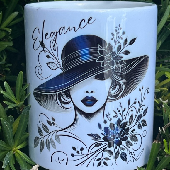Custom Made Chic Lady with Floral Hat Ceramic Mug (11 oz) - Picture 2 of 5